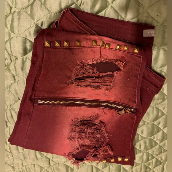 ❤️Women’s Distressed Studded Jeans❤️Rust Color❤️Size 11/12❤️BLUE TOPIC❤️ - Picture 11 of 13